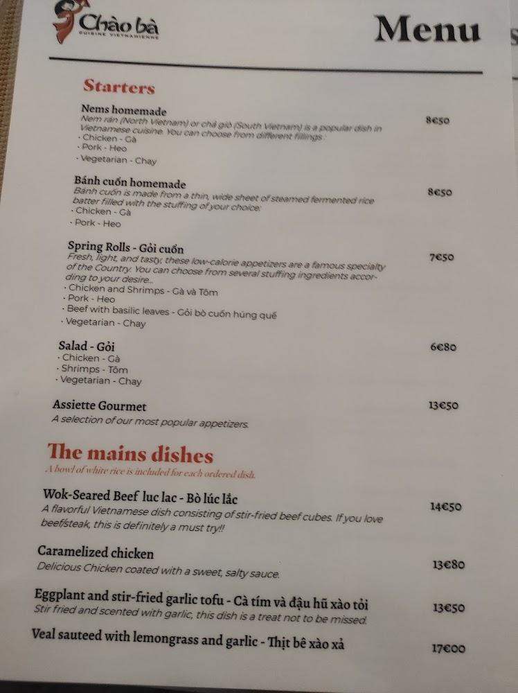 Chào bà restaurant - Menu Image 2